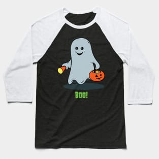 Cute Kid's - The Boo Crew - Cartoon Monsters - Trick or Treat - Gus the Ghost Baseball T-Shirt